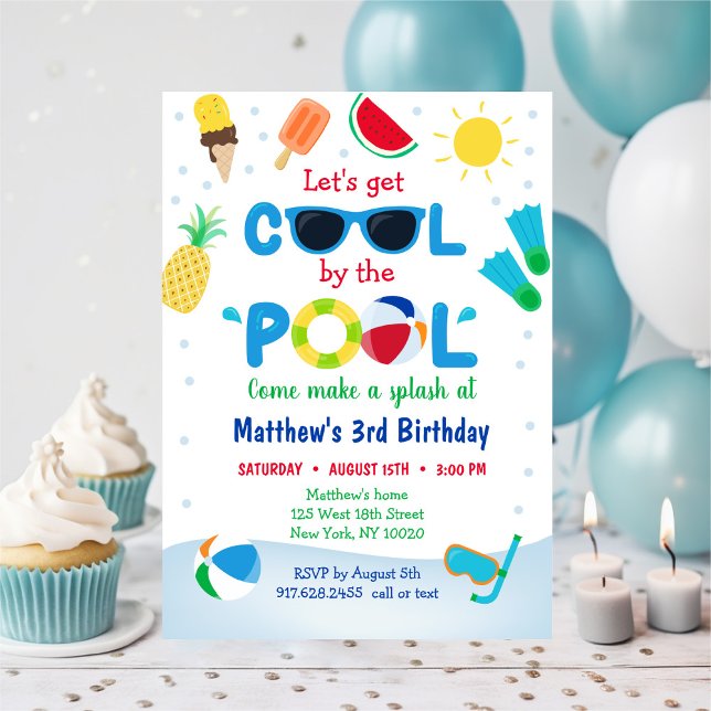 Boys Pool Party Cool zum Geburtstag Einladung (Von Creator hochgeladen)