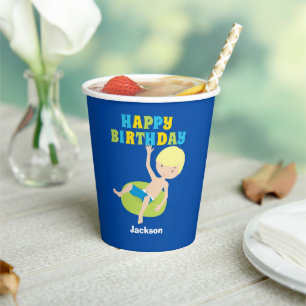 Boys Pool Party Custom Kindergeburtstag Pappbecher