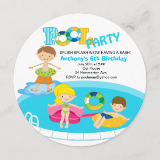 Boy's Pool Party Geburtstag Einladung