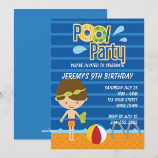 Boys Pool Party Geburtstag Einladung
