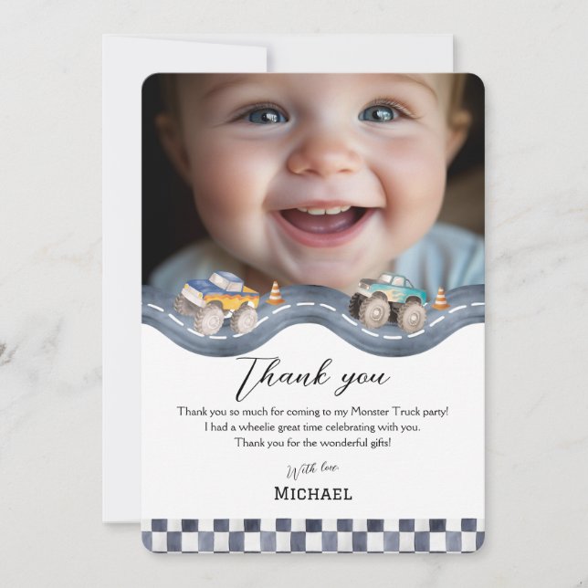 Boys Racing Party Stationery Thank You (Vorderseite)