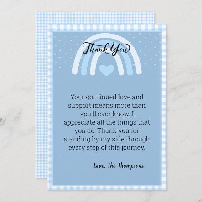 Boys Rainbow Baby Dusche Dankeskarte (Vorne/Hinten)