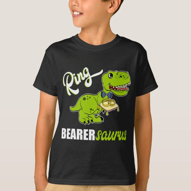 Boys Ring Bearer Dinosaur Rex Wedding Party Gesche T-Shirt (Vorderseite)