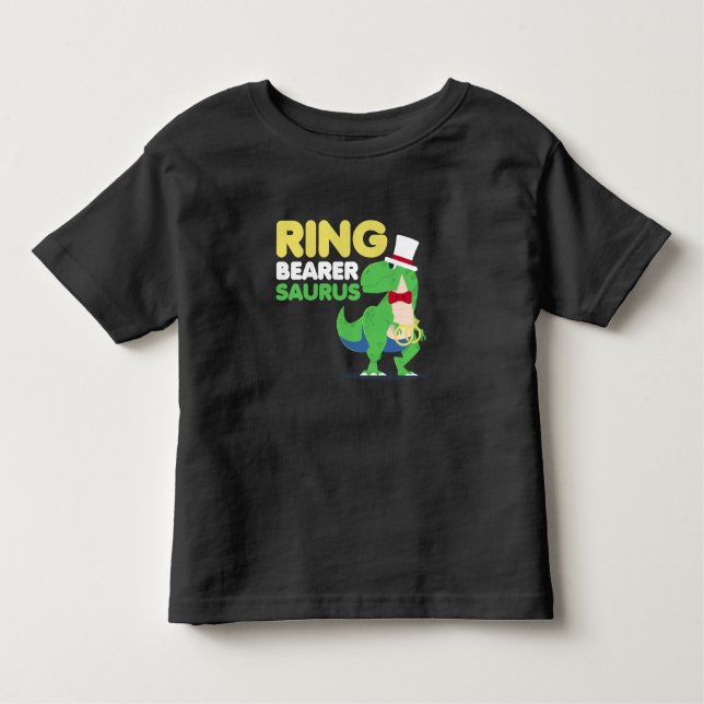 Boys Ring Bearer Dinosaur Rex Wedding Party Kleinkind T-shirt (Vorderseite)