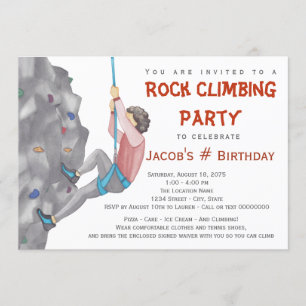 Boys Rock Climbing Geburtstagsparty Einladungen