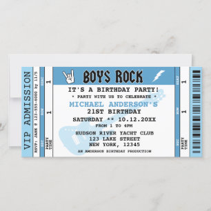 BOYS ROCK CONCERT TICKET GEBURTSTAG EINLADUNG