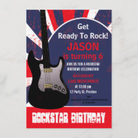 Boys Rock Star Gitarre zum Geburtstag Einladung