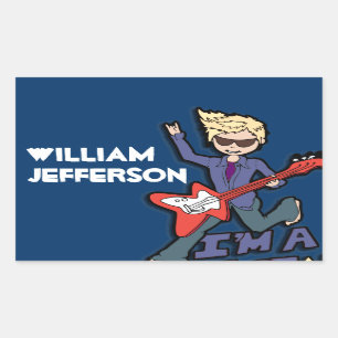 Boys Rockstar blonder Name blaue ID-Aufkleber Rechteckiger Aufkleber