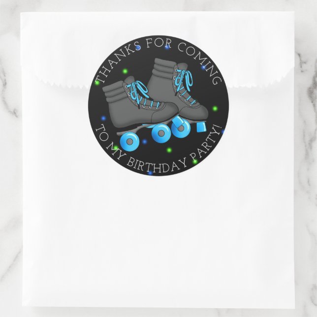 Boy's Roller Skate Geburtstag Danke Runder Aufkleber (Tasche)
