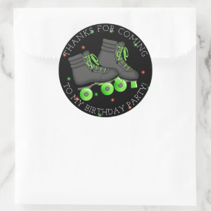 Boy's Roller Skate Geburtstag Danke Runder Aufkleber