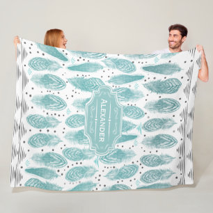 Boys Room Moderne Abstrakte Federn Muster Fleecedecke