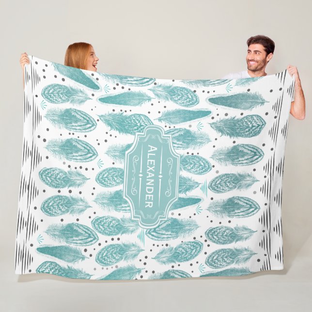 Boys Room Moderne Abstrakte Federn Muster Fleecedecke (Beispiel)