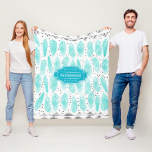 Boys Room Moderne Abstrakte Federn Muster Fleecedecke