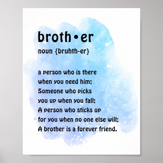 Boys Room Wall Art Brother Definition Poster (Vorne)