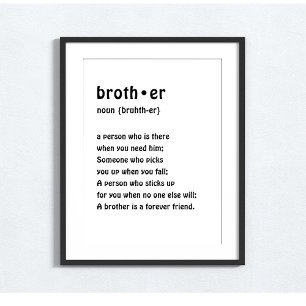 Boys Room Wall Art Brother Definition Poster