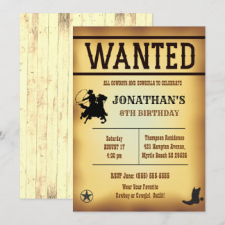 Boys Rustic Brown Yellow Gewollt Geburtstag Einladung