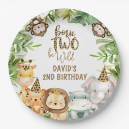Boys Safari Animals Zwei Wild Birthday Paper Plate Pappteller