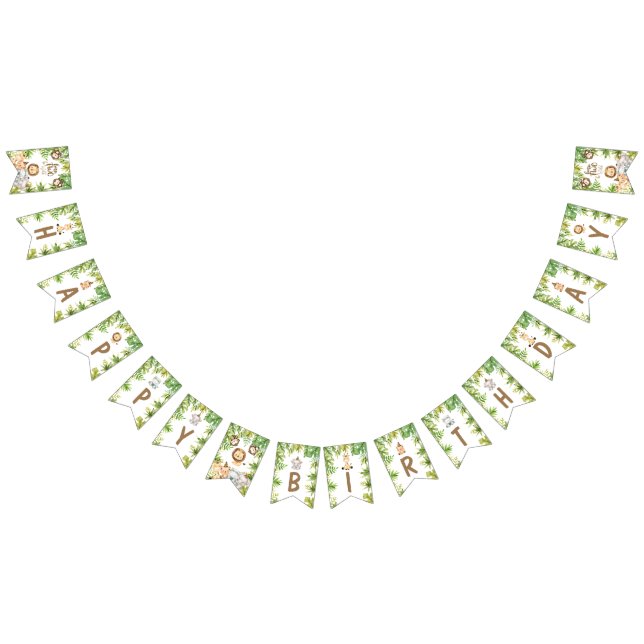 Boys Safari Animals Zwei Wilde 2. Geburtstag Wimpelkette (Alle)