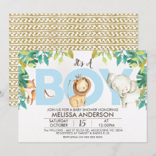 Boys Safari Jungle Baby Dusche Einladung