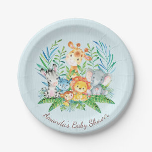 Boys Safari Jungle Baby Shower 7" Plättchen Pappteller