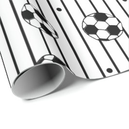 Boys Schwarz-weiß Stripes Football Fußballfan Geschenkpapier