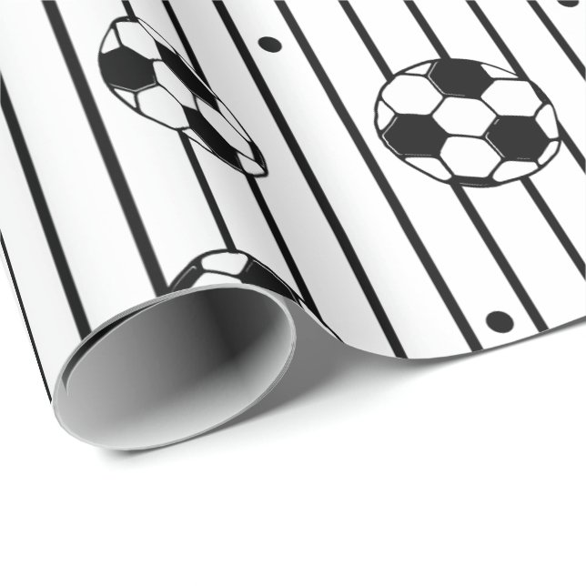 Boys Schwarz-weiß Stripes Football Fußballfan Geschenkpapier (Rolleneckpunkt)
