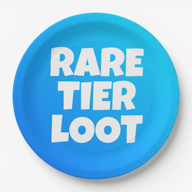 Boys seltene Tier Loot Blue Gamer Slogan Pappteller (Vorderseite)