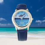 Boys Shark Ocean Fish Niedlich Moderne Blue Kids Armbanduhr<br><div class="desc">Blau,  Hai,  Ozean,  Fisch personalisierte Kinder sehen zu. Wasserfarbe. Ideal für Jungen.</div>