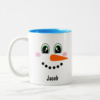 Boys Snowman Face Personalisiert Zweifarbige Tasse