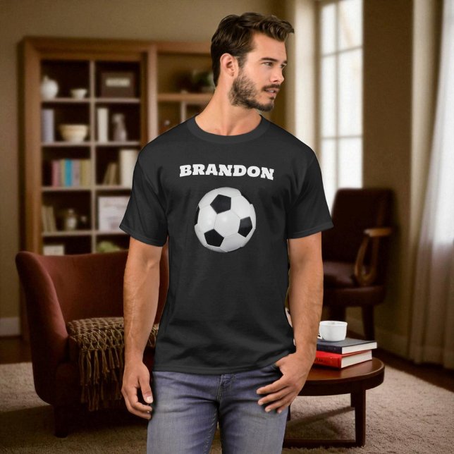 Boys Soccer Ball Black Stilvolle Individuelle Name T-Shirt (Von Creator hochgeladen)