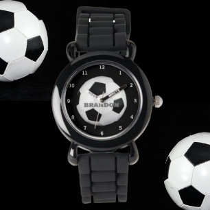 Boys Soccer Ball Black Stylish Individuelle Name K Armbanduhr