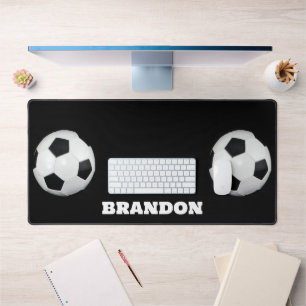 Boys Soccer Ball Black Stylish Individuelle Name K Schreibtischunterlage