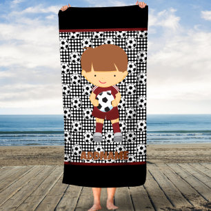 Boys Soccer Beach Handtuch mit Individuelle Name