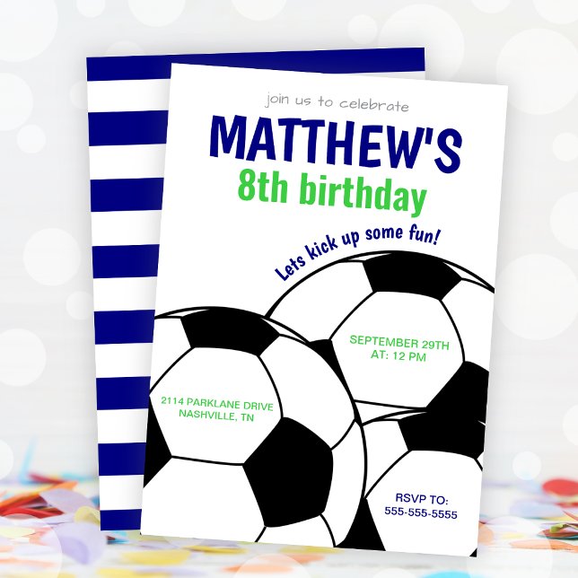Boys Soccer Birthday Party Invitation Einladung (Boys Soccer Birthday Party Invitation)