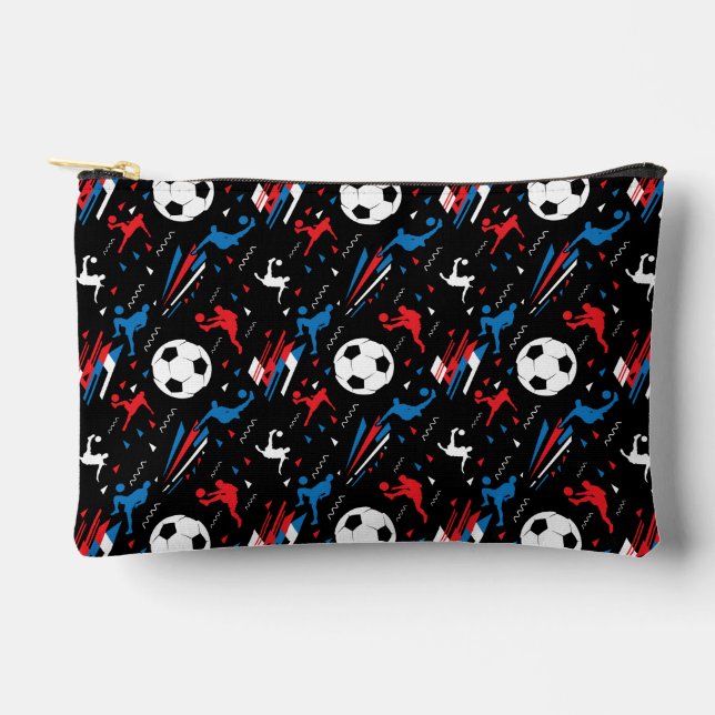 Boys Soccer Player - Red White Blue Freestyle Zubehörtasche (Vorderseite)