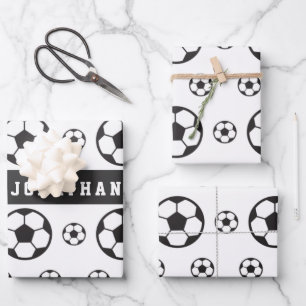 Boys Soccer Player's Name Team Sport Fan Ball Geschenkpapier Set