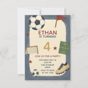 Boys Soccer Sports Geburtstagsparty Einladung