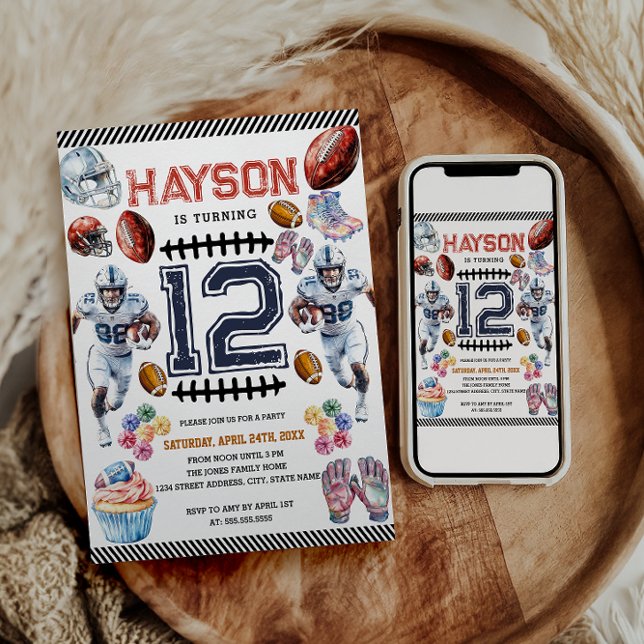 Boys Sports Football Geburtstagsparty Einladung (Von Creator hochgeladen)