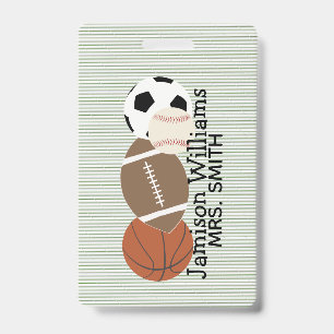 Boys Sports Green Strip Wasserdichte Labels Ausweis