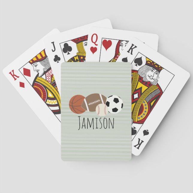 Boys Sports Green Stripe Spielkarten (Rückseite)