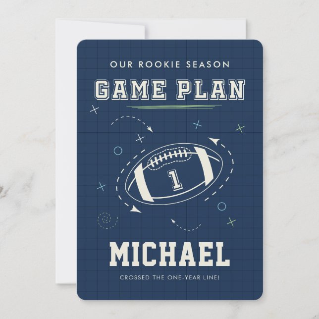 Boys Sports Theme Navy Blue First Birthday Party Einladung (Vorderseite)