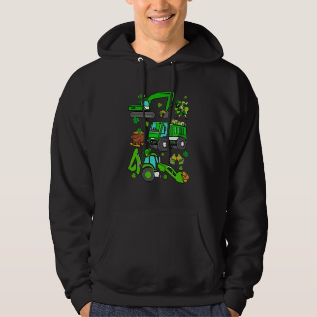 Boys St Patricks Day Crane Truck Construction Todd Hoodie (Vorderseite)