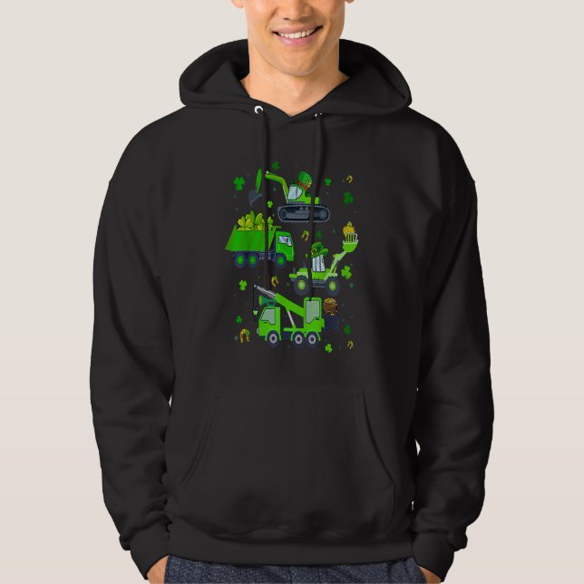 Boys St Patricks Day Crane Truck Construction Todd Hoodie (Vorderseite)