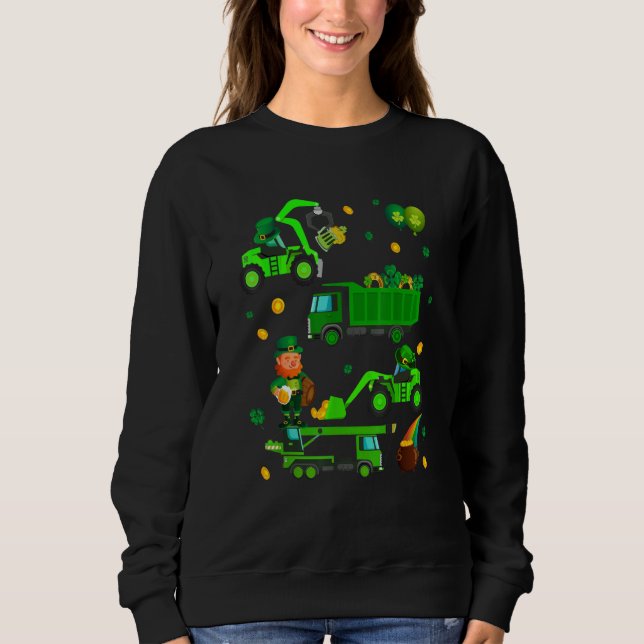Boys St Patricks Day Crane Truck Construction Todd Sweatshirt (Vorderseite)