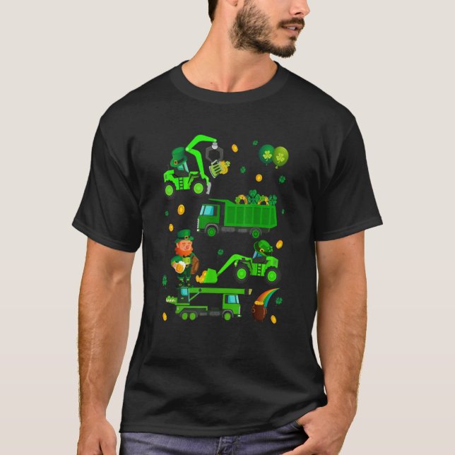 Boys St Patricks Day Crane Truck Construction Todd T-Shirt (Vorderseite)