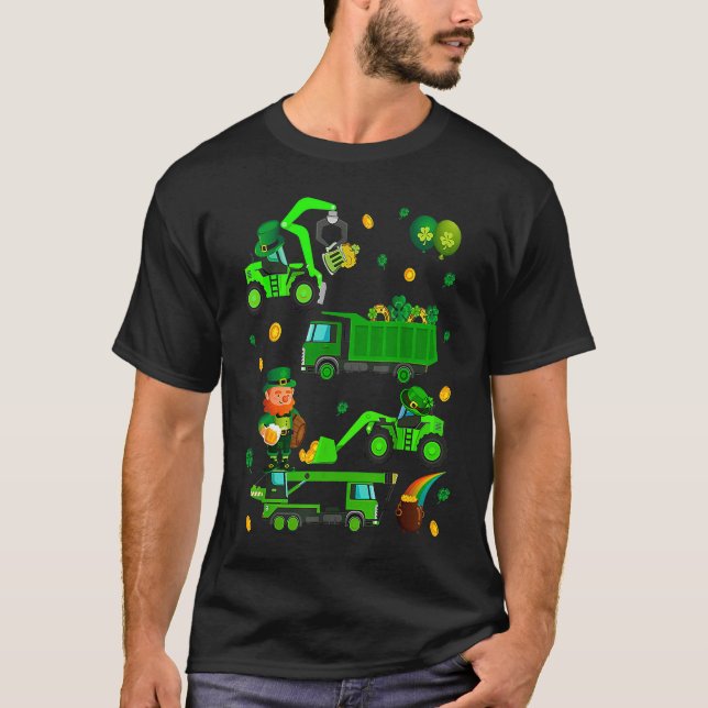 Boys St Patricks Day Crane Truck Construction Todd T-Shirt (Vorderseite)