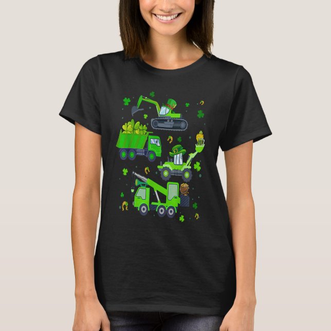 Boys St Patricks Day Crane Truck Construction Todd T-Shirt (Vorderseite)