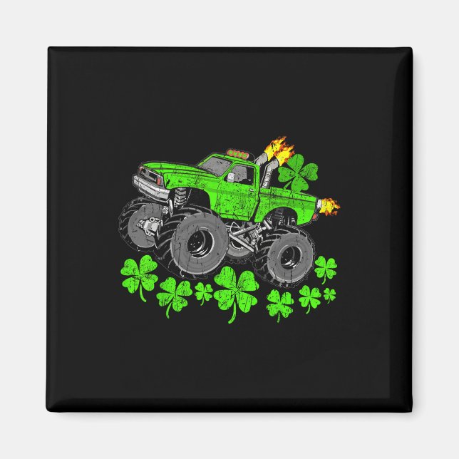 Boys St. Patricks Day Glücks-Monstertruck  Magnet (Vorne)