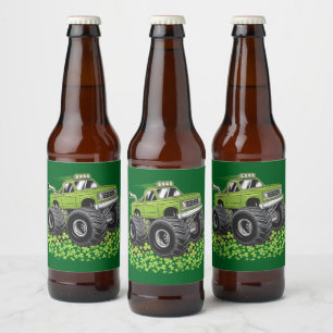 Boys St Patricks Day Kleinkind Lucky Monster Truck Bierflaschenetikett
