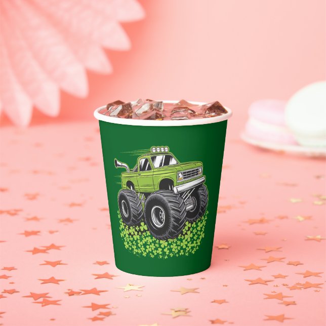 Boys St Patricks Day Kleinkind Lucky Monster Truck Pappbecher (Insitu)